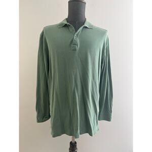 Bobby Jones Long Sleeve Polo Shirt 100% Peruvian Cotton Green Large SG